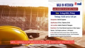 MEIL QA/QC Engineer Vacancy 2026: Apply for Water Supply Projects in AP & Telangana