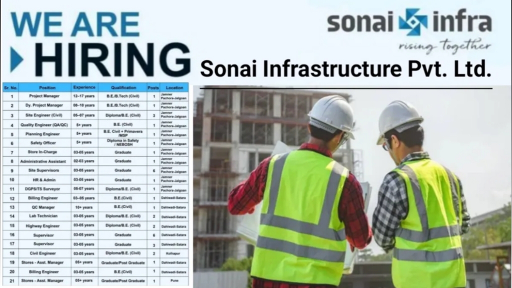 Sonai Infra Careers 2025: Apply Now for Senior Engineering, Project Management & Legal Roles in Pune and Maharashtra
