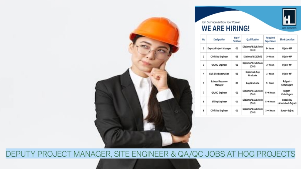 Mega Civil Construction Hiring 2026: Deputy Project Manager, Site Engineer & QA/QC Jobs at HOG Projects