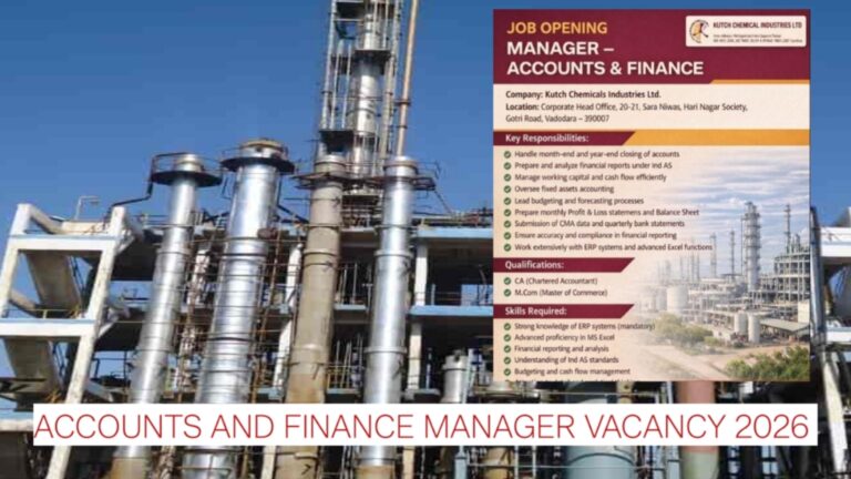 Accounts and Finance Manager Vacancy 2026 | Kutch Chemicals Industries Careers