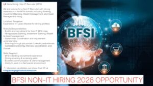 Latest Recruiter Jobs in Bangalore | BFSI Non-IT Hiring 2026 Opportunity